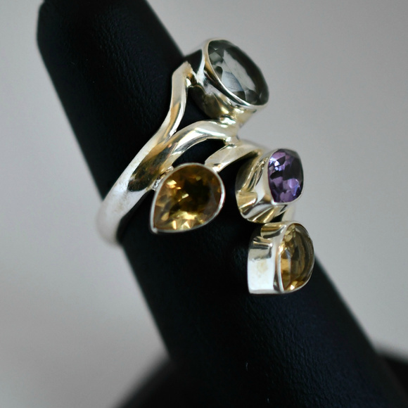 Multi Gemstone Sterling Silver Ring - Picture 5 of 5